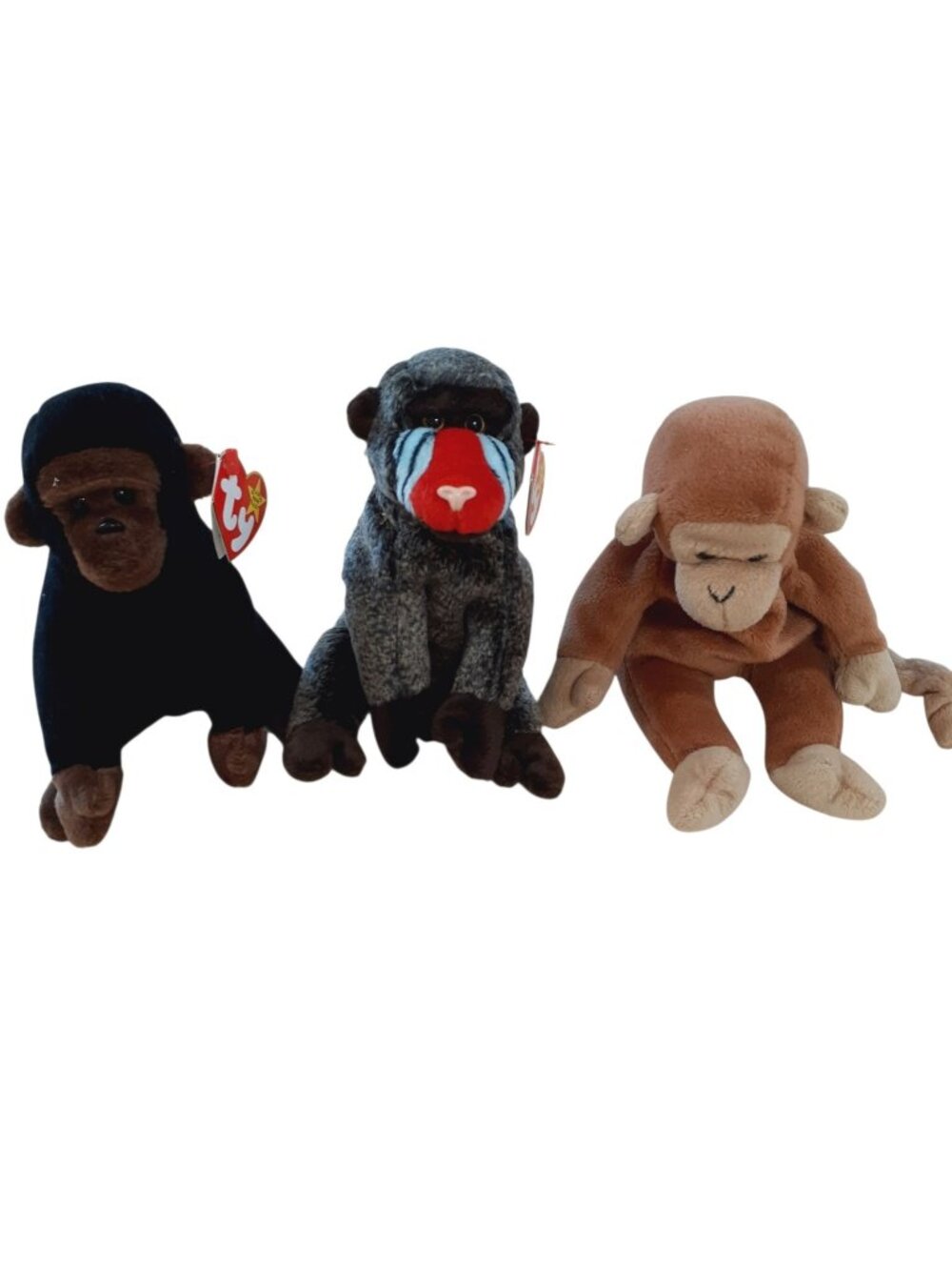 TY Beanie Babies Congo, Cheeks, Bongo Monkey Primate Collectible Plush Toys NWT